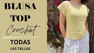 💛 Cómo tejer BLUSA o TOP a crochet estilo romántico en TODAS LAS TALLAS [upl. by Veradi]