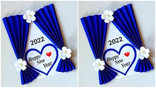 Happy New year card making 2022  DIY New year card ideas  Easy and beautiful card for New year [upl. by Lemra]