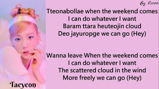 TAEYEON 태연  Weekend Lyrics RomEng [upl. by Assila]