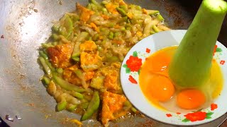 Fried Cucuzza Squash with Eggs Recipe For Breakfast [upl. by Labannah]