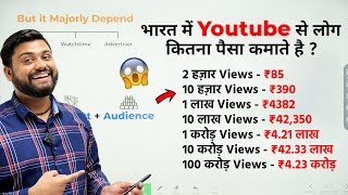 How Much Money YouTube Pay For 1000 views in 2023  Youtube Earning complete Detail In Hindi ￼ [upl. by Joris932]