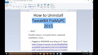 Uninstall TweakBit FixMyPC 2015 Guide [upl. by Leiahtan552]