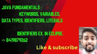 L5 Java Fundamentals Keywords Variables Data Types Identifiers amp Literals  Identifiers example [upl. by Ahsimot700]