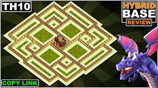 NEW BEST TH10 HYBRIDTROPHYFARMING Defense base 2022 Copy Link  COC TH10 base  Clash of Clans [upl. by Englis]