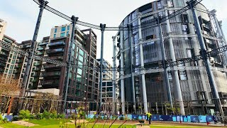 4K Kings Cross  Gasholder Park  Coal Drops Yard  London Walk [upl. by Lirret733]