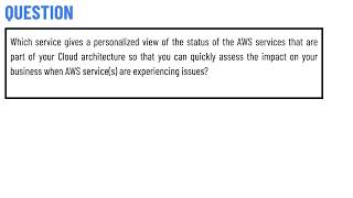 Which service gives a personalized view of the status of the AWS services that are part [upl. by Eanal1]