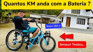 Autonomia do KIT ELÉTRICO 350w para Adaptação⚡️ CADEIRA Motorizada do Amauri 🔥 [upl. by Adamo606]