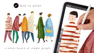 Paint simple people with me 🥰 Illustration tutorial Procreate tips and tricks for beginners [upl. by Anal451]