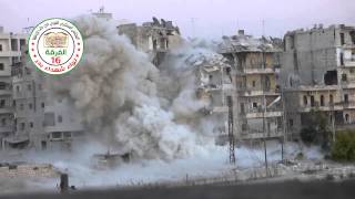 حلب  الاشرفية  11 9 2014  دك معاقل الشبيحه بقذائف مدفع جهنم رائع ج1 [upl. by Korfonta]