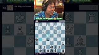 Magnus vs Hikaru drama  Hikaru blunders mate in 1 Magnus misses the checkmate in 1chess shorts [upl. by Flam184]