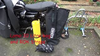 Lomo 20 Litre luggage and Rok Straps fitting to a Triumph Speed Twin [upl. by Nadoj]