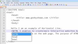 19 Horizontal Rule or Horizontal Line using hr Tag in HTML Hindi [upl. by Acissaj]