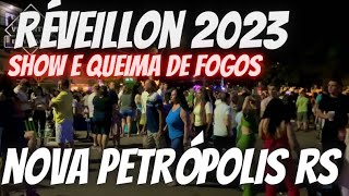 Nova Petrópolis Réveillon 2023 na Praça das Flores Rua Coberta queima de fogos 1 de janeiro de 2023 [upl. by Rosalia]