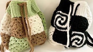 How to crochet a drawstring backpack  read description [upl. by Dhu785]