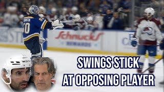 Goalie swings his stick at opponents face a breakdown [upl. by Barstow]