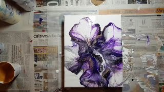 Fluid Acrylic l BLOWN FLOWER BLOOM l Acrylic Pouring Techniques [upl. by Seiden]