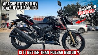 2024 TVS Apache RTR 200 4V E20 New Model Detail Walkaround Review  Apache RTR 200 4V Price [upl. by Munroe]