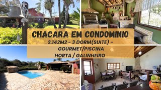 Chacara em condominio fechado 2142m2 3 dorm1suiteGourmetPiscina Residencial Fazenda Victória [upl. by Kamerman]