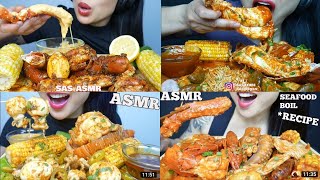 SASASMR spicy SEAFOOD boil eggs corn enoki mushrooms eating 🍤🦞 asmr mukbang seafood compilation [upl. by Wolfe]