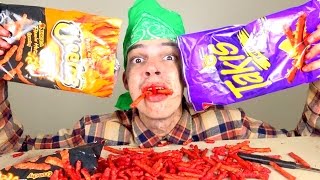 HOT CHEETOS amp TAKIS FUEGO CHALLENGE [upl. by Arakihc]