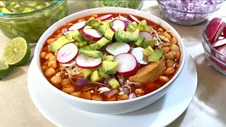 La Mejor Receta de Pozole Rojo de Pollo [upl. by Foote]