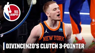 Donte DiVincenzo MAKES MSG ERUPT WITH CLUTCH 3 to put the Knicks ahead late in Game 2  NBA on ESPN [upl. by Anircam245]