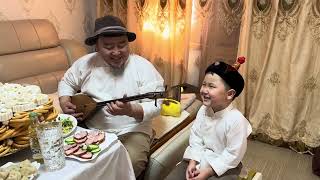 My son Hangal sang with me  Happy Mongolian Lunar New Year friends ❤️ [upl. by Natka]