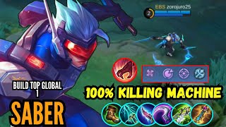 100 Killing Machine  Saber Best One Shoot Build 2024  Build Top Global 1 Saber  MLBB [upl. by Aitnyc]