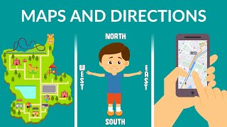 Maps and Directions  Types of Maps  Cardinal Directions  Video for Kids [upl. by Jagir]