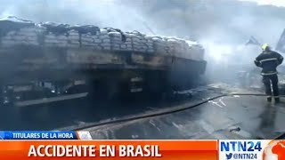 Accidente en Brasil dejó ocho muertos y 52 heridos [upl. by Bonner]