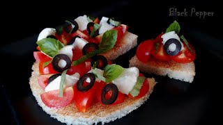 Bruschetta Caprese Recipe  Black Pepper Chef [upl. by Attolrahc]