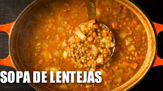 Cómo hacer una rica sopa de lentejas con plátano macho frito [upl. by Aliemaj]