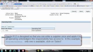 Oracle Payables How to Create a Supplier  Oracle R12 Financial New Features [upl. by Keynes]