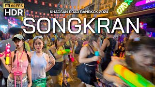 🇹🇭 4K HDR  2024 Bangkok Songkran festival at Khaosan road  13 April [upl. by Okihcim268]