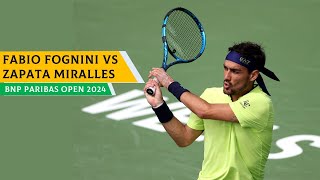 Fabio Fognini vs Bernabe Zapata Miralles Highlights BNP PARIBAS OPEN 2024🔴 [upl. by Cordeelia]