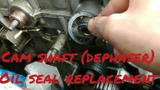 Renault Megane Cam Shaft dephaser Pulley Oil Seal Replacement [upl. by Buke]