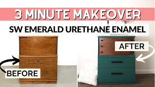 Painting Furniture With Sherwin Williams Emerald Urethane  3 Minute Makeover [upl. by Hteboj]