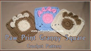 Paw Print Granny Square Crochet Pattern crochet crochetvid [upl. by Lalib]