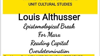 For Marx by Louis Althusser Epistomological break overdetermination Reading capital [upl. by Karlotta]