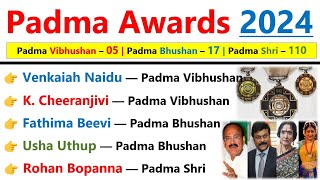 Padma Awards 2024 Current affairs  Padma Awards 2024  पद्म पुरस्कार 2024 Padma Awards 2024 Winner [upl. by Rushing]