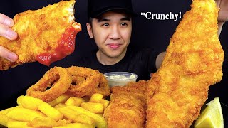 ASMR FISH AND CHIPS CALAMARI MUKBANG Extreme Crunchy Sounds NO TALKING  BUN ASMR [upl. by Ezarra674]