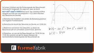 Kurvendiskussion 3 Grades Klausuraufgabe Besucherzahl Volksfest [upl. by Lynnett832]