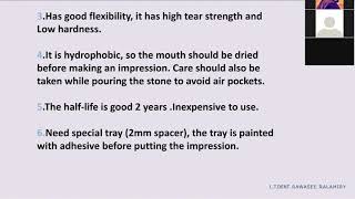 Dental Material elastomeric impression material part 2 Dent  Rawasee Raad [upl. by Volkan694]