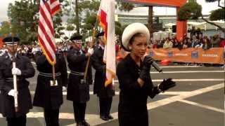 Melody Thornton Sings The National Anthem at LA Marathon [upl. by Zorah]