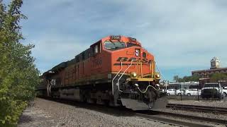 BNSF WB Autoracks with NS Power Meets BNSF EB Mixed Freight with GP382 Olathe KS 92824 [upl. by Charbonneau84]