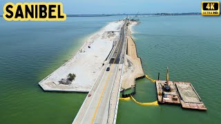 Sanibel Island Causeway  Full Causeway Aerial View [upl. by Elleyoj441]