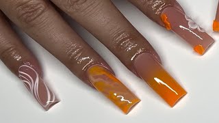 3 Week Refill Ombre 3D Flower Abstract Acrylic Nails [upl. by Nahsed]