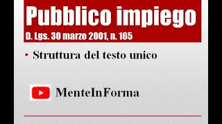 Testo Unico Pubblico Impiego D Lgs n 165 del 2001 Parte 1 [upl. by Tades]