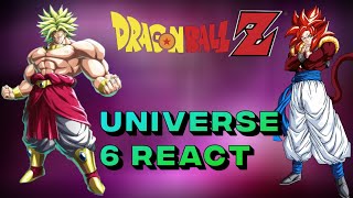 Universe 6 react to goku and vegeta Z Broly and Gogeta  part 1 [upl. by Eidoj]