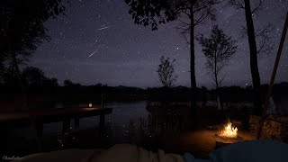 Camping Ambience On A Quiet Night With A Comet Falling  Crackling Fire Crickets Water Sounds [upl. by Reinertson502]